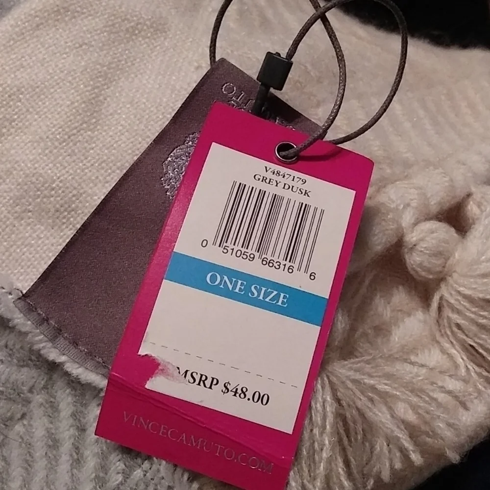 Vince Camuto pale‎ Pink and Grey Scarf pom pom pom